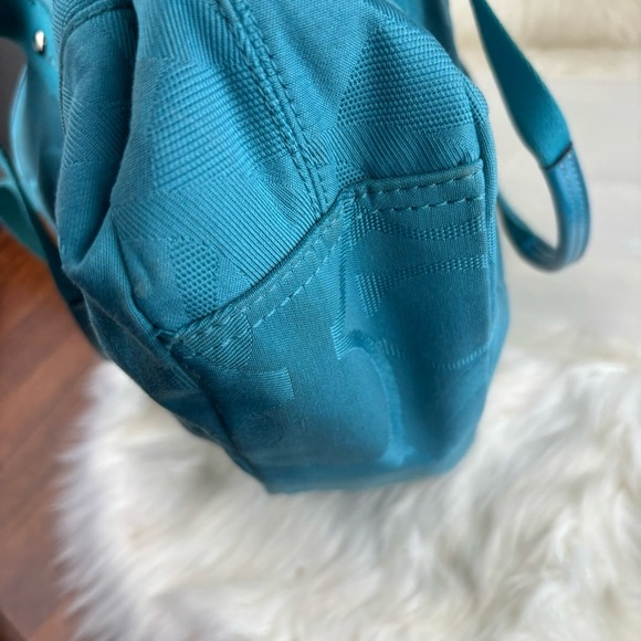 Coach Blue Teal Monogram Shoulder Tote Bag - Picture 13 of 16